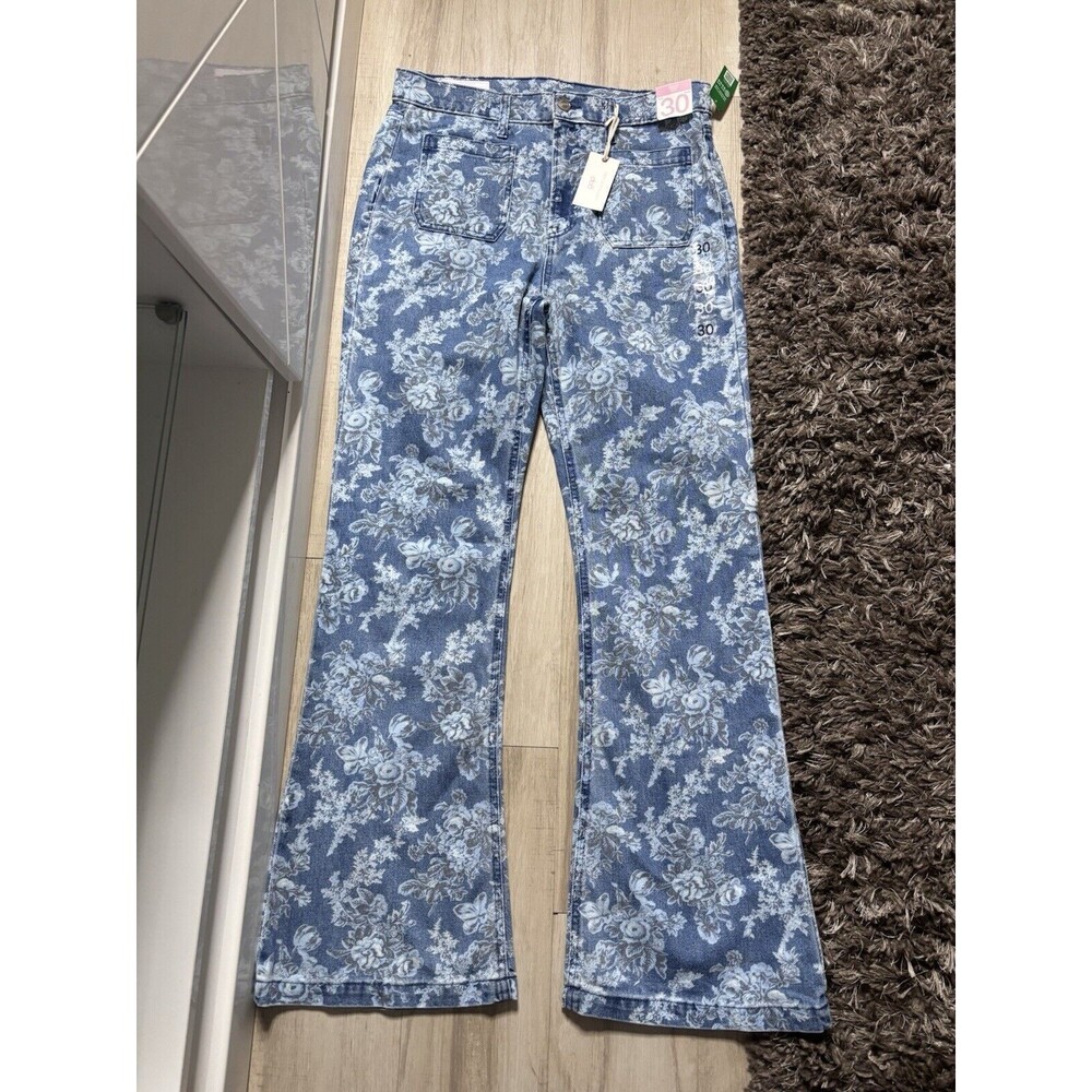 Gap × LoveShackFancy Women’s Size 30 / 10 High Rise Floral ‘70s Flare Jeans